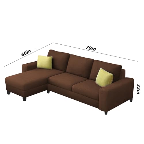 Image of Orland 4 Seater LHS L Shape Sofa Set for Living Room | Color - Brown | Premium Fabric Sofa