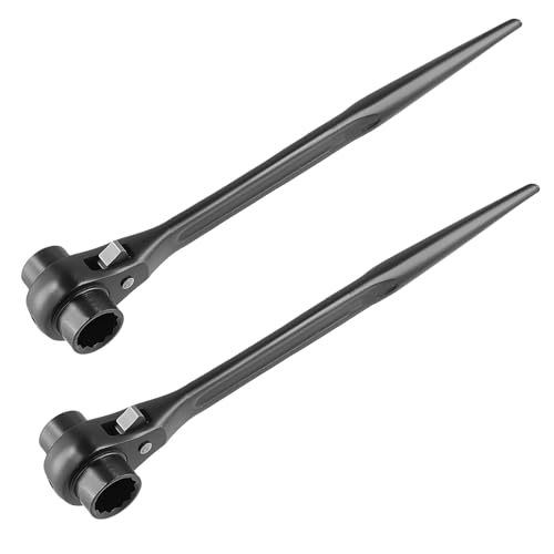 MUNGHOK 2 Stück 19/22mm Gerüstbauratsche Gerüstschlüssel Rechts/Links Umschaltung Doppelratsche Ratschenschlüssel Gerüstratsche für Gerüstbau