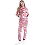 MAGICMK Women's & Men's Christmas Pajamas Hoodie Fleece Onesie Suit Full Zipper Jumpsuits with Pockets