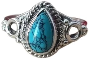 Exquisite Turquoise Teardrop Ring - Boho Handmade Blue Gemstone Statement Ring, Promise Gift & Thoughtful Valentine's Day Gift