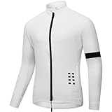 Fractilian Fahrrad Winterjacke Herren Winddicht Warm Fleece Fahrradjacke Reflektierend Radlerjacke Outdoor Laufjacke Radjacke(Size:3XL,Color:Weiß)