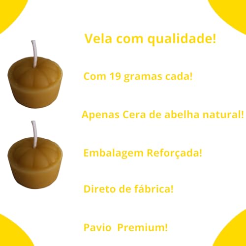 8 Velas Rechaud com cera de abelha pura, com 8 vasos de alumínio, 3,5 cm diâmetro, aroma natural, ma