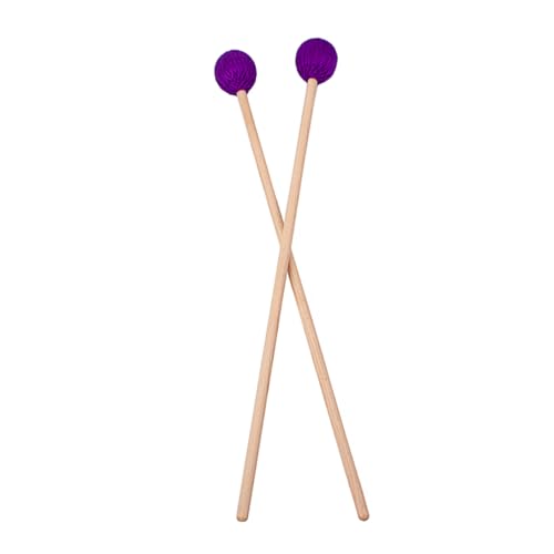 2 piezas de baquetas para bombo con cabeza de fieltro de lana y mango de madera, color púrpura, para instrumentos de percusión, agarre cómodo y diseño estable miniatura 5