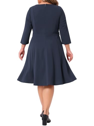 Agnes Orinda Women's Plus Size Office Dress 3/4 Sleeve 50s 60s Vintage Cocktail Dress Wear to Work Dresses4