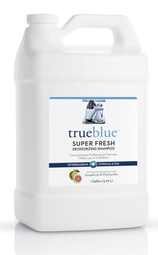 TrueBlue Grapefruit Chamomile Concentrated Deodorizing Dog Shampoo–Cleansing Wash Moisturizing–Toxin Free Natural Botanical Blend–Tearless–1 Gallon
