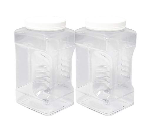 Ljdeals 1 Gallon Clear Plastic Storage Containers Grip Jars, Wide Mouth Square Canisters, Pack Of 2, Bpa Free, Food Safe, Made In Usa #TOP2