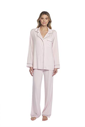 Image of Barefoot Dreams Women's Luxe Milk Jersey Piped Pajama Set