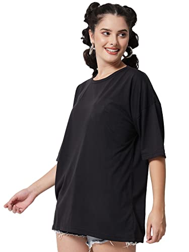 Image of KOTTY Women's Oversized T-Shirts | Cotton Blend||Stylish Prints & Solids||Long Length||Loose fit