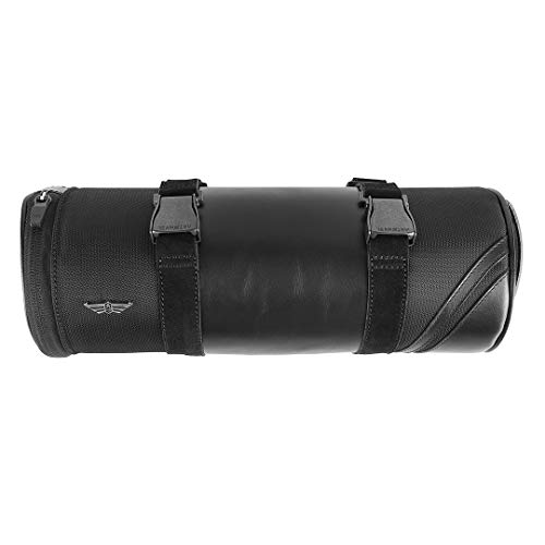 ARTONVEL - Sacoche Cylindrique de Moto The Original - Cuir de Vachette Pleine Fleur Vintage & Nylon - Imperméable & Léger - Sacoche Ajustable - Ergonomique - Durable - Garantie 3 Ans (Black) Cover
