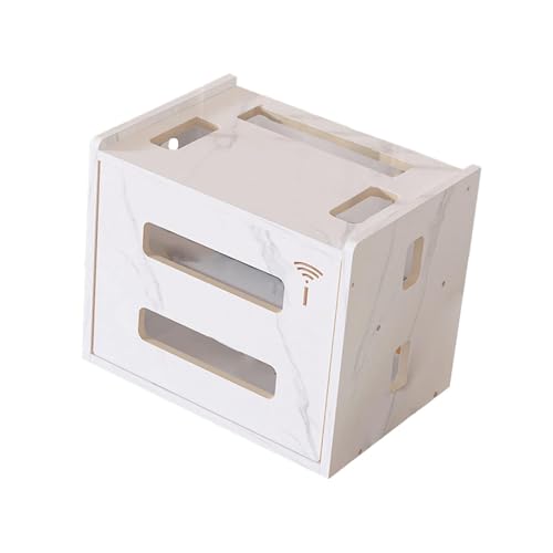 ルーター収納ボックスオーガナイザー 装飾多機能装飾ボックス 木製ケーブル管理ラ ルーターカバー デスクトップホーム用, 白