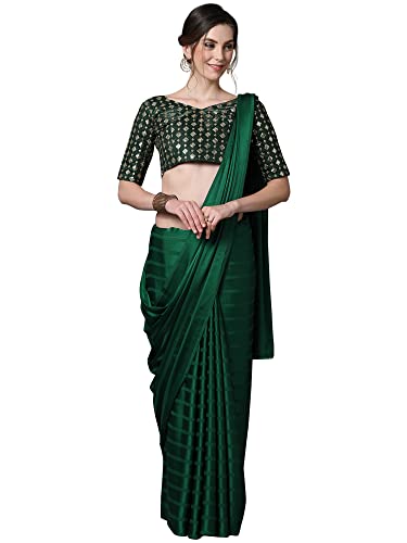 Image of AKHILAM Women's Georgette And Satin Chanderi Saree With Unstitched Blouse Piece (Multicolored 6STRP71 Parent)