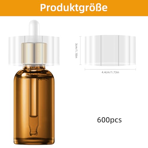 600 Stück Transparente PVC-Schrumpffolie,4,4 x 3 cm PVC Schrumpffolie,Kunststoff perforierte Schrumpffolie,für Gläser und Flüssigkeitsflaschen Flaschenverschluss