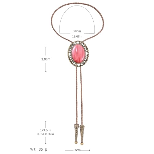 Image of Jeilwiy Bolo Tie for Men Real Stone Westwern Cowboy Ties Silver Bolos Women Leather Necktie Gift for Birthday Christmas
