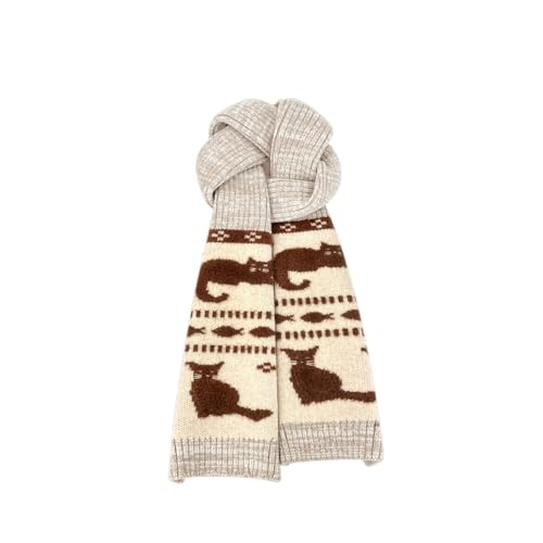 Photo de WLH Alexanders Women's Scarf Cat And Fish Pattern Cape Winter Cashmere Feeling Shawl Warm Wrap Jacquard Wool Scarves 172 * 17cm