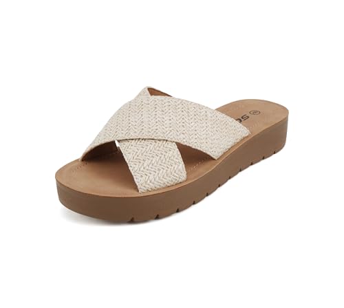 Image of Soda LUCY ~ Women Open Toe Flatform Platform Crisscross Band Upper Fashion Slide Sandals