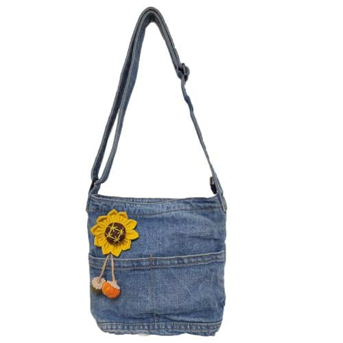 Farm4Far Denim Jeans Heavy Shoulder Sling Crossbody Bags, Purse