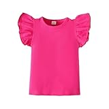 ZFZDRen Toddler Baby Girls T Shirt Solid Color Blouse Ruffle Top Cotton Basic Tees Plain Shirt (18-24 Months, Q048)