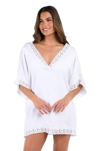 La Blanca Women's Tunic Swimsuit Cover Up, White//Lakeside Linen, Large