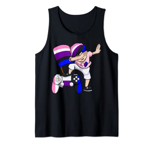 Dabbing Genderfluid Gamer LGBT-Q Video-game Controller Pride Tank Top