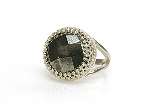 Grande bague pyrite en argent sterling pour sublimer vos tenues de soirée