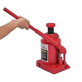 30 Ton Hydraulic Bottle Jack, 66,138lbs Red Stubby Low Profile Welded Bottle Jack, Alloy Steel Heavy Duty Bottle Jacks with 17.32in Lifting Height for Industrial Equipment