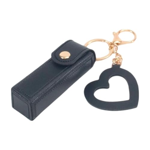 Mini astuccio portatile per rossetto, astuccio per cosmetici, in pelle PU, organizer per balsamo per trucco labbra, Nero