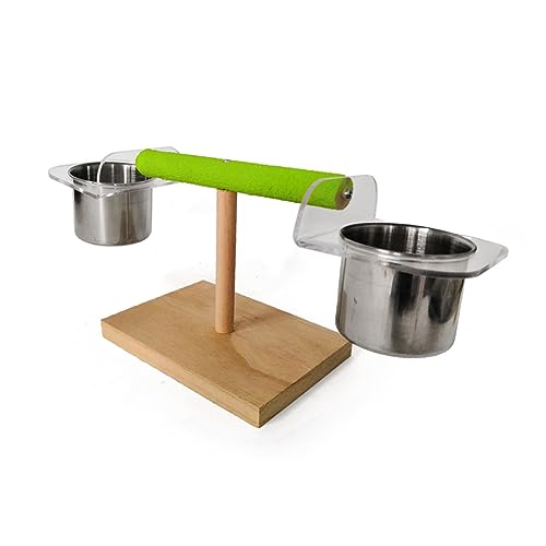 HEMOTON Parrot Stand Rack Bird Climbing Food Bowl Holder for Parrots Cockatiels and Budgies Activity Playground for Pet Birds Easy to Install