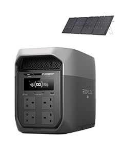 EF ECOFLOW DELTA 3 Max Portable Power Station &220W Solar Panel, 2048Wh LiFePO₄ Battery, 2400W X-Boost Output, Ultra-Fast 0–80% Charging in 51 mins, Solar Generator for Home Backup, Power Outages, RV