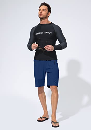 Image of Men's Swim Trunks Quick Dry Board Shorts with Zipper Pockets Beach Shorts Bathing Suits for Men - No Mesh Liner