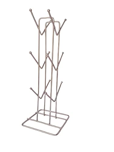 Image of Zepdos Stainless Steel Tabletop Mount Cup Rack for Kitchen, Hanging Shelves, Ideal For Kitchen, Coffee, and Tea Mug Display, Space Saving Tea Cup Storage Stand (Silver)