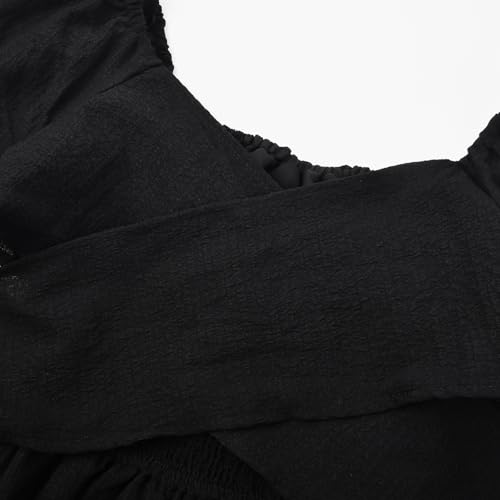 Uhnice Girls Summer Casual Dress Bow Tie Back Dresses Off Shoulder Ruffled Hem4