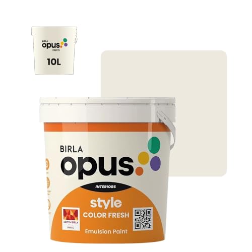 Image of Birla Opus Style Color Fresh Interior Emulsion Paint (10L, Vanilla Essence Color, Smooth Matte Finish)-Fade, peel-off and Chalking resistant-For Bedroom, Living room, Interior Walls