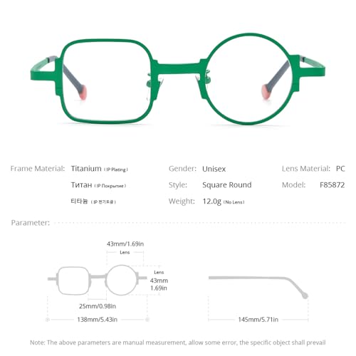Image of FONEX Colorful Titanium Glasses Frame Men Left Round Right Square Optical Eyeglasses Women F85747