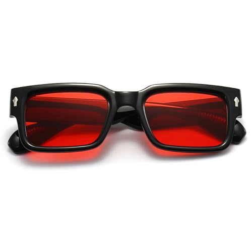 JOVAKIT Black Square Sunglasses for Women Men Simple Trendy Rectangle Thick Frame Style Sun Glasses UV400 Protection2