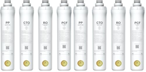 Image of Bluevua Official RO100ROPOT 8-Pack Replacement Filter Set, Pack of 1 PP Filter and 1 CTO Filter and 1 RO Filter and 1 PCF Filter