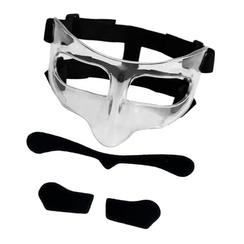 Shamiina バスケットボールマスク、バスケットボールノーズガード、男性用フットボールノーズガード、バスケットボールフェイスマスク、フェイスプロテクション, クリアブラックステッカー