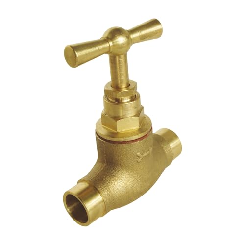SOMATHERM FOR YOU, Robinet d'arrêt à potence à souder 14mm - Corps en laiton brut - Durable et fiable - Compatible avec tube cuivre - Idéal pour eau chaude...
