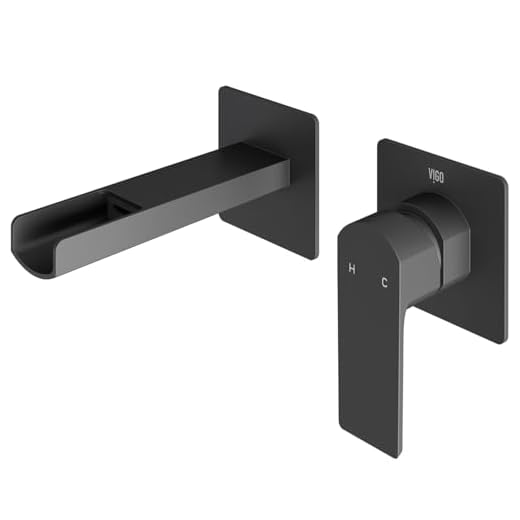 VIGO VG05005MB 5" H Atticus Matte Black 1-Handle 2-Hole Wall-Mount WaterSense Bathroom Sink Faucet