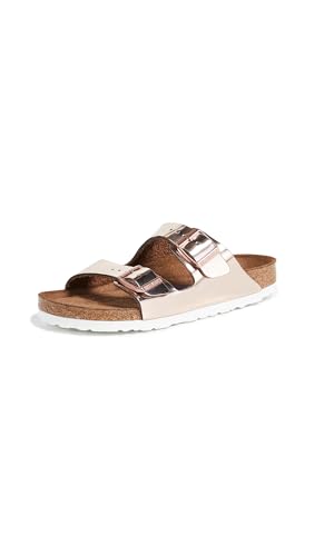 Birkenstock Women's Arizona Soft Footbed Sandals, Metallic Copper, 9 Medium US