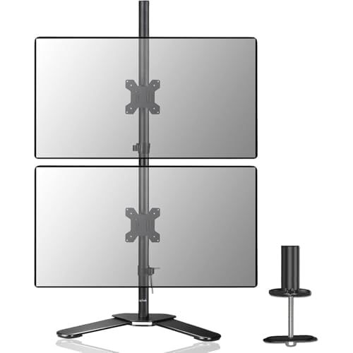 Suptek Soporte Monitor Doble para Monitor 13-27 Pulgadas LED/LCD (80 cm de Altura), VESA 75x75/100x100 mm, Altura Ajustable Soporte Pantalla Ordenador, Soporte Monitor Escritorio - ML6802