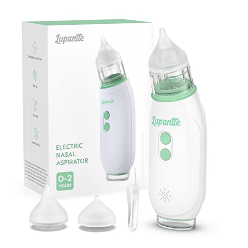 Baby Electric Nasal Aspirator, Lupantte Rechargeable Baby Nose Sucker, Electric Nose Aspirator For Toddler, Clean Mucus/Snot, With Music And Light Function, 3 Gears Adjustable, 2 Different Nozzles #TOP26