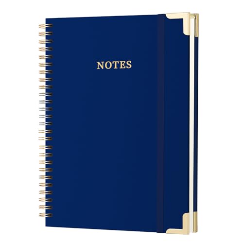 Carnet à spirales A4 en lin bleu de 100 pages lignées pour vos notes de bureau