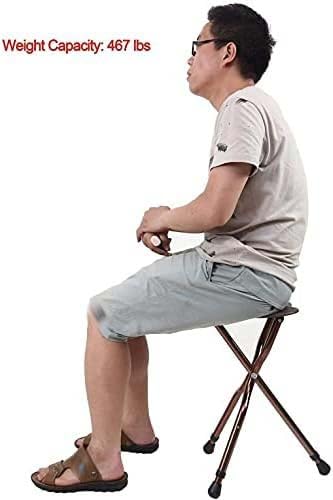 Wytrzymała laska do chodzenia ze składanym siedziskiem, nośność 181 kg, regulowany gruby stołek ze stopu aluminium dla stabilności i podparcia