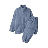 無印良品 紳士 静電気が起きにくい 着る毛布 スタンドカラー長袖パジャマ メンズ FB0ZBA5A スモーキーブルー 紳士XL