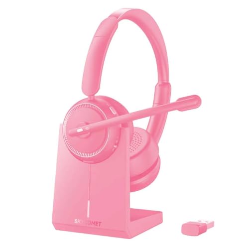 Wireless Headset with Mic for Work, Bluetooth Headset with Noise Canceling Mic & Charging Base...