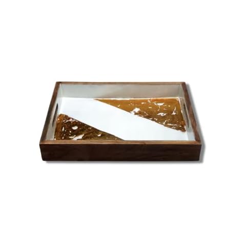 Festive Tray, White Enamel with Gold Leaf Cover