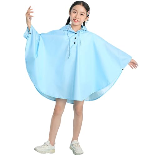 Chubasquero Poncho con capucha para exteriores, de Color sólido, para niños y niñas, con mochila escolar, ropa para niños#A