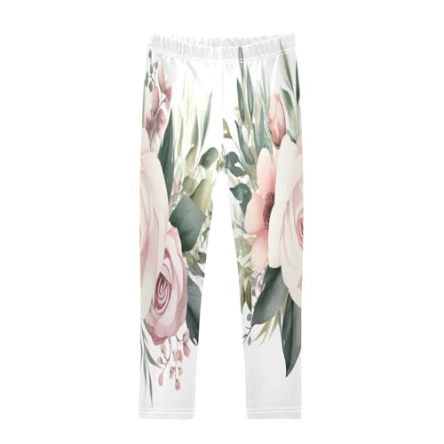 Bolaz Toddler Girls Leggings Printed Yoga Pants Leggings Pink White Flower for Kids