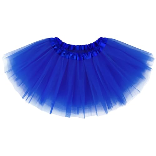 qikqik Tutú para mujeres y adultos, falda de tul de 5 capas para adultos, faldas tutú para mujer, falda tutú esponjosa para mujer, Azul rey (25,4 cm de longitud), Talla única