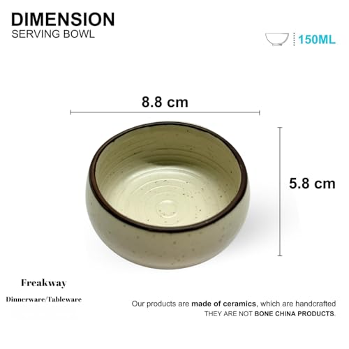 Image of Freakway Handcrafted Speckled Ceramic Bowl - 150 ml | Minimalist Beige with Brown Rim-Set of 4
